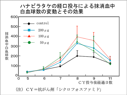 ハナビラタケの経口投与による白血球数の変動とその効果